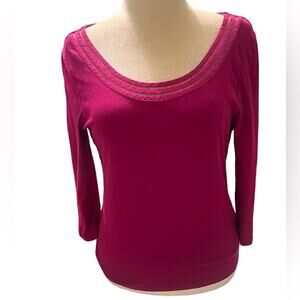 Lauren Ralph Lauren Long Sleeve Round/Scoop Neck Top - Large